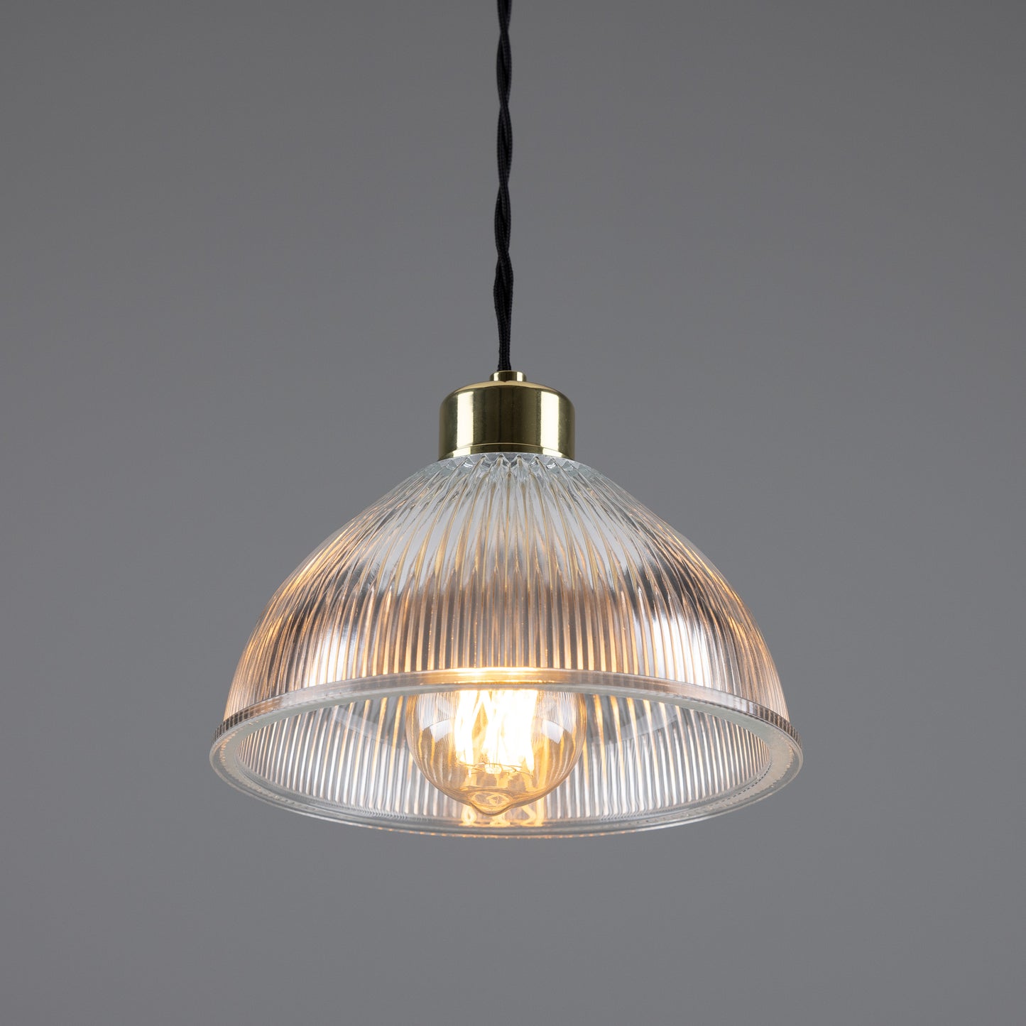 Boston Vintage Holophane Glass Pendant Light