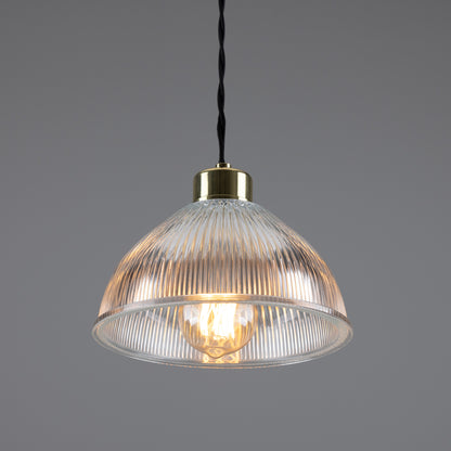 Boston Vintage Holophane Glass Pendant Light