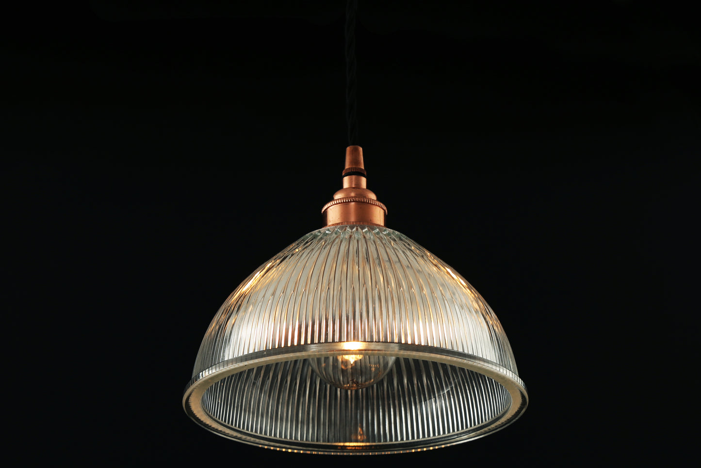 Boston Vintage Holophane Glass Pendant Light