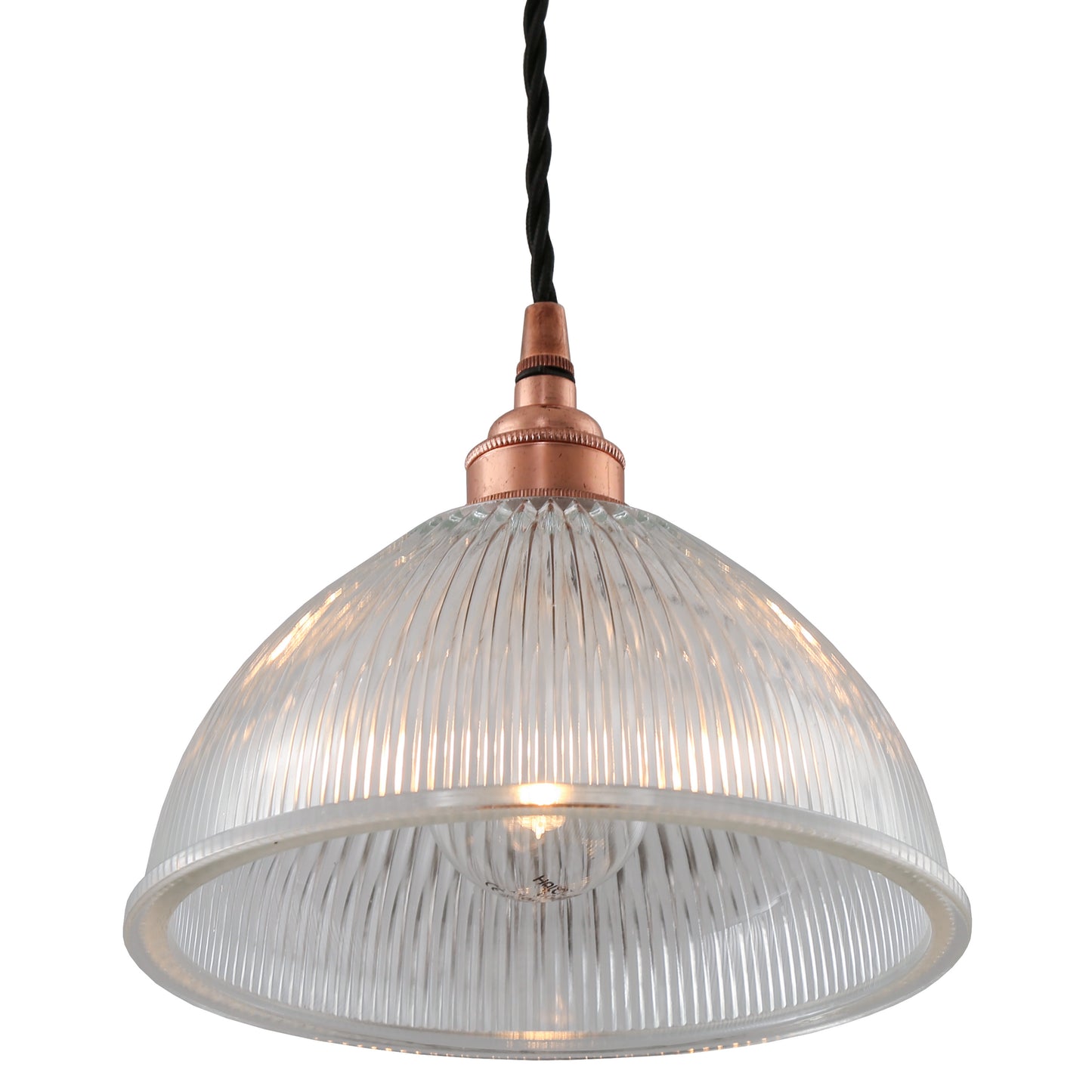 Boston Vintage Holophane Glass Pendant Light