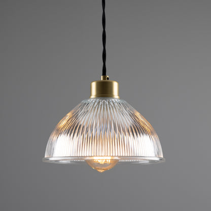 Boston Vintage Holophane Glass Pendant Light