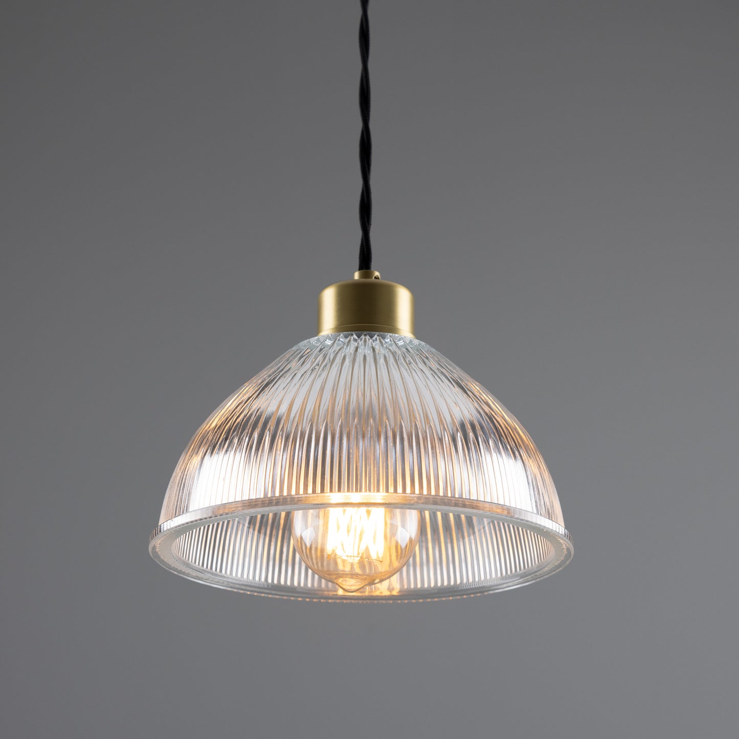 Boston Vintage Holophane Glass Pendant Light