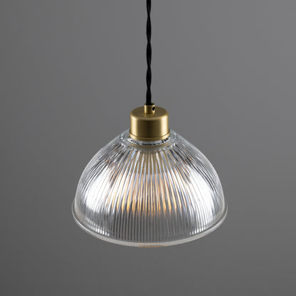 Boston Vintage Holophane Glass Pendant Light