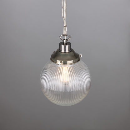 Fitzroy Small Holophane Glass Globe Pendant Light