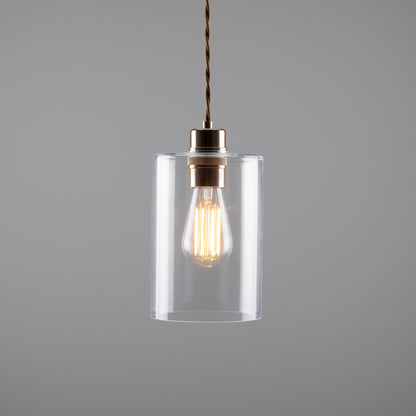 Dalat Small Clear Glass Cylinder Pendant Light