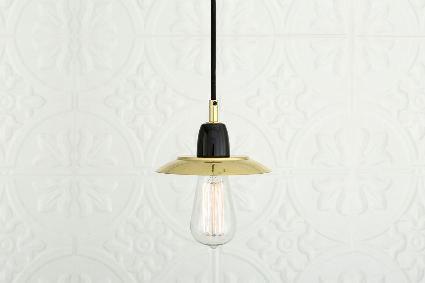 Doon Ceramic Pendant Light with Brass Shade