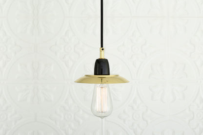 Doon Ceramic Pendant Light with Brass Shade