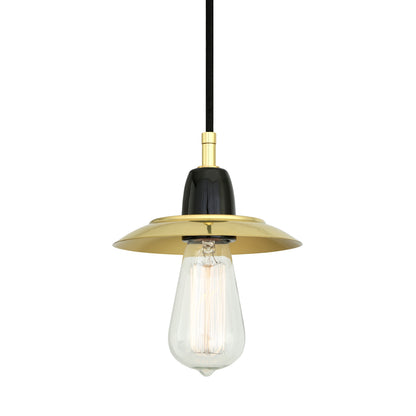 Doon Ceramic Pendant Light with Brass Shade