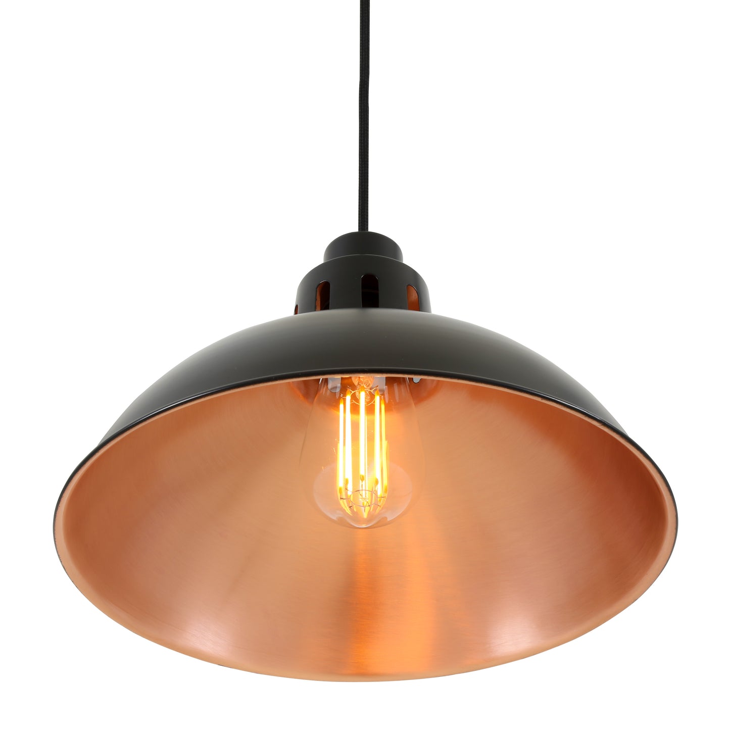 Bessemer Vintage Black and Copper Pendant Light 30cm