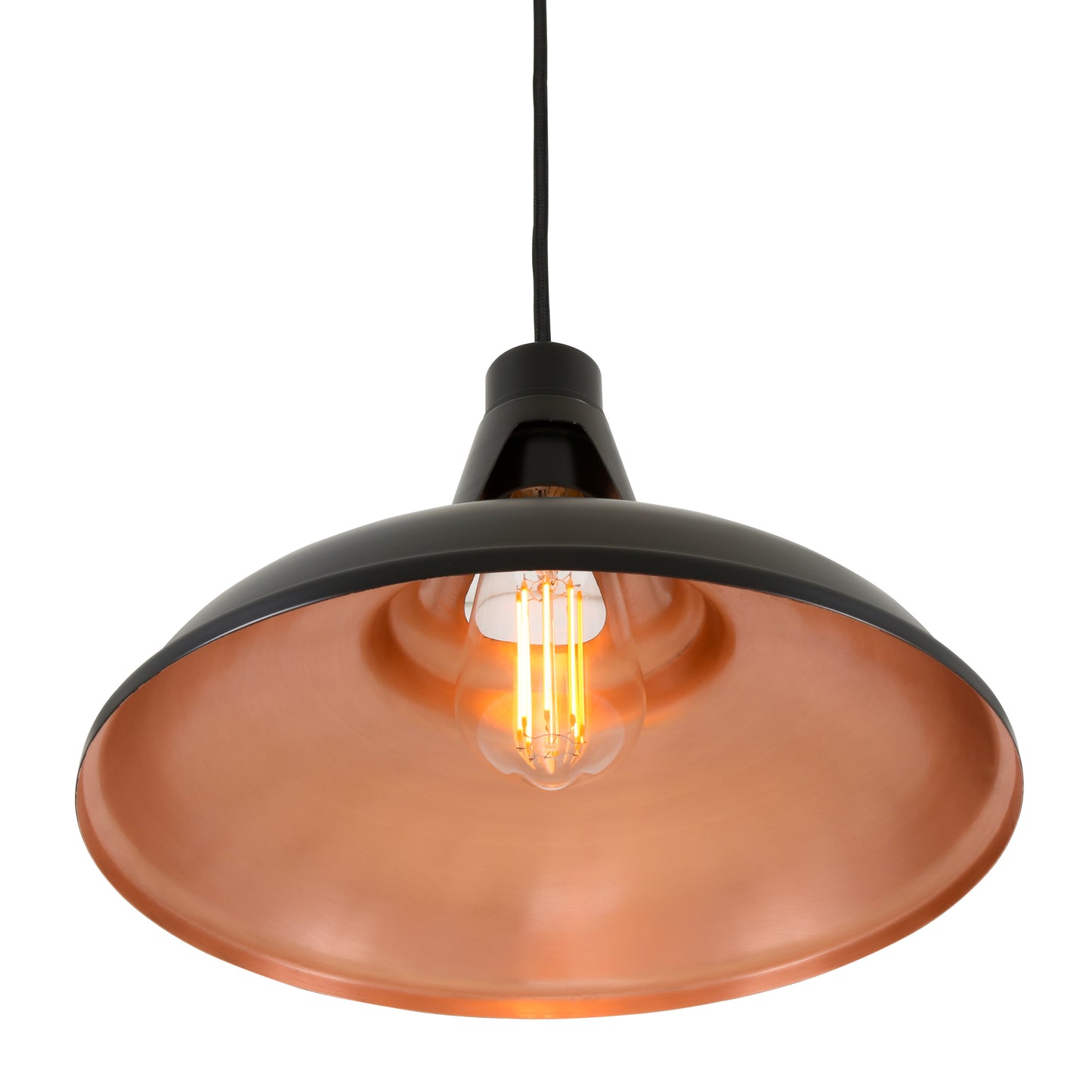 Alma Vintage Black and Copper Pendant Light 31cm