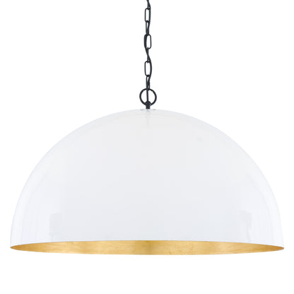 Goma Large White Dome and Gold Leaf Pendant Light