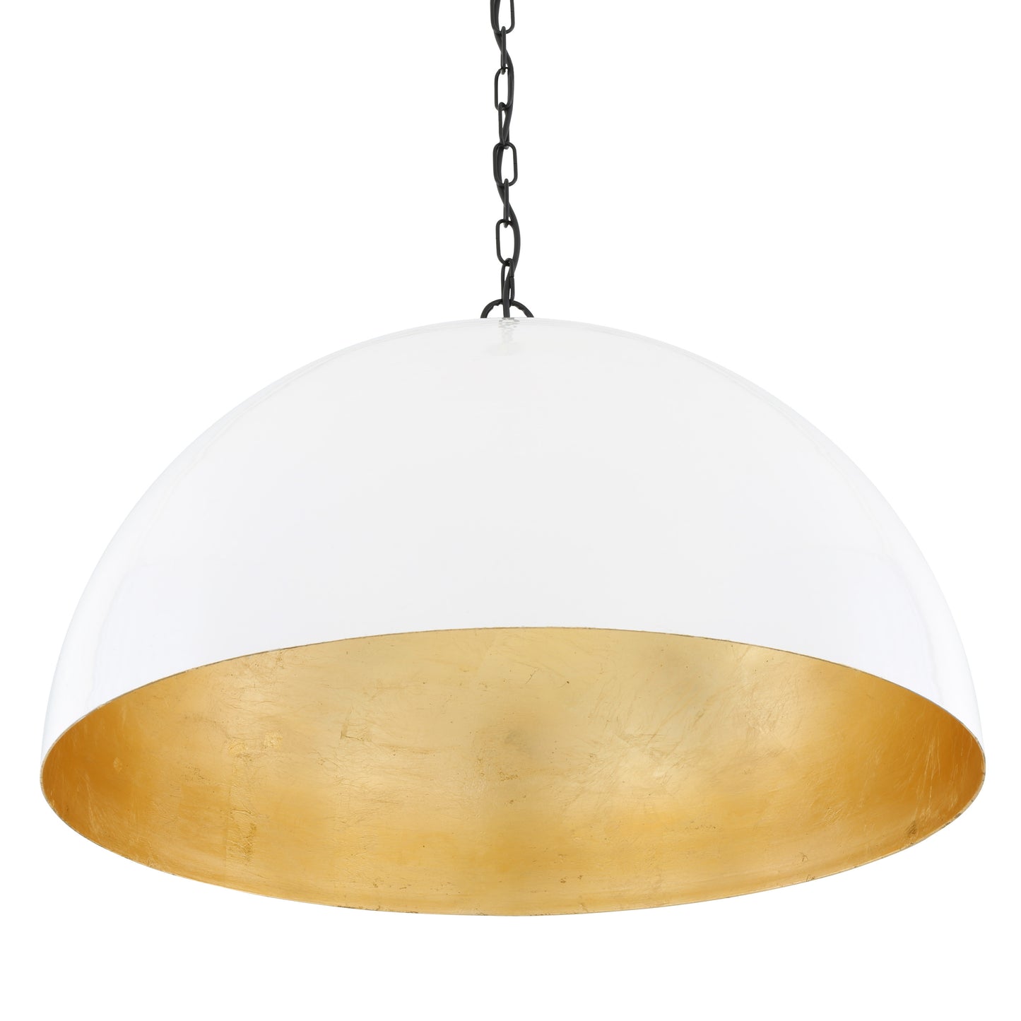 Goma Large White Dome and Gold Leaf Pendant Light