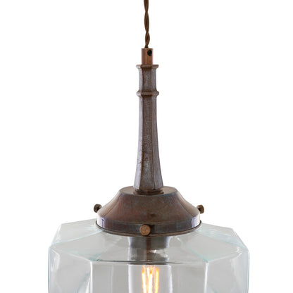 Novato Pendant with Hexagonal Stepped Glass Shade