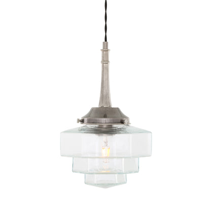 Novato Pendant with Hexagonal Stepped Glass Shade