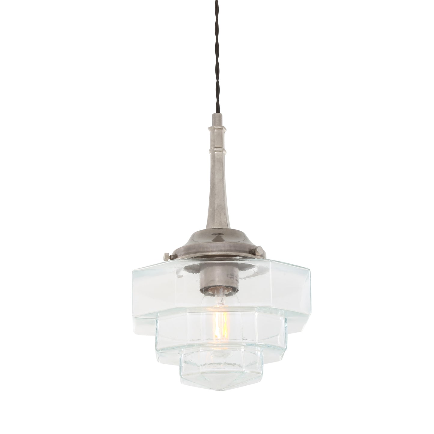 Novato Pendant with Hexagonal Stepped Glass Shade