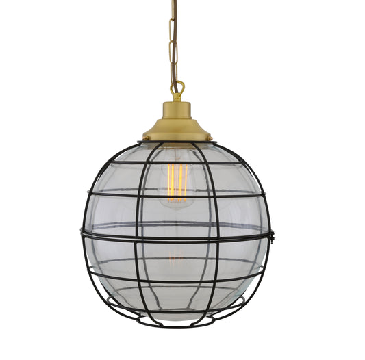 Hudson Glass Globe Cage Pendant Light