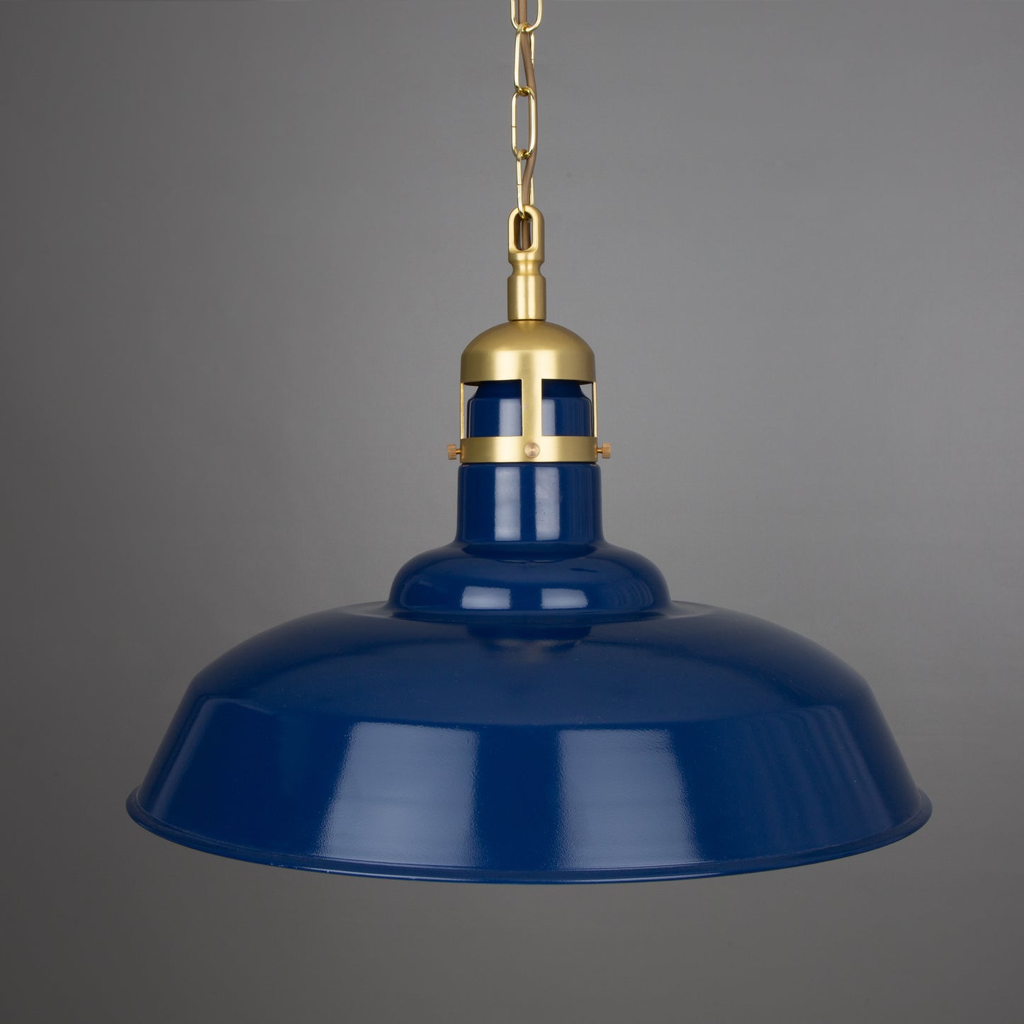 Matlock Large Vintage Factory Brass Pendant Light