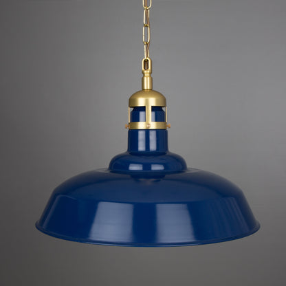 Matlock Large Vintage Factory Brass Pendant Light