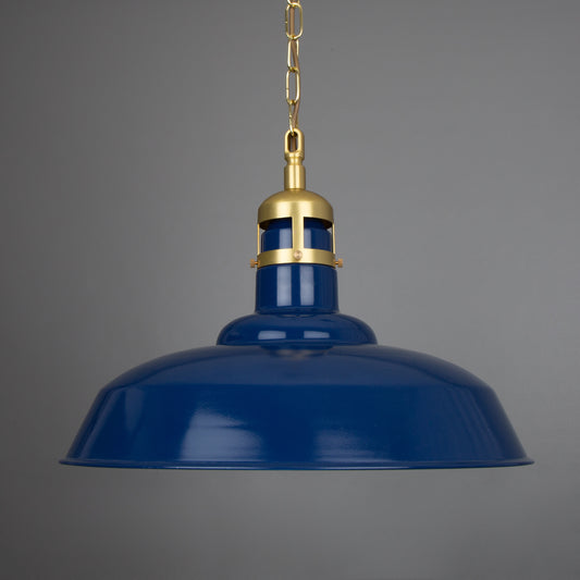 Matlock Large Vintage Factory Brass Pendant Light