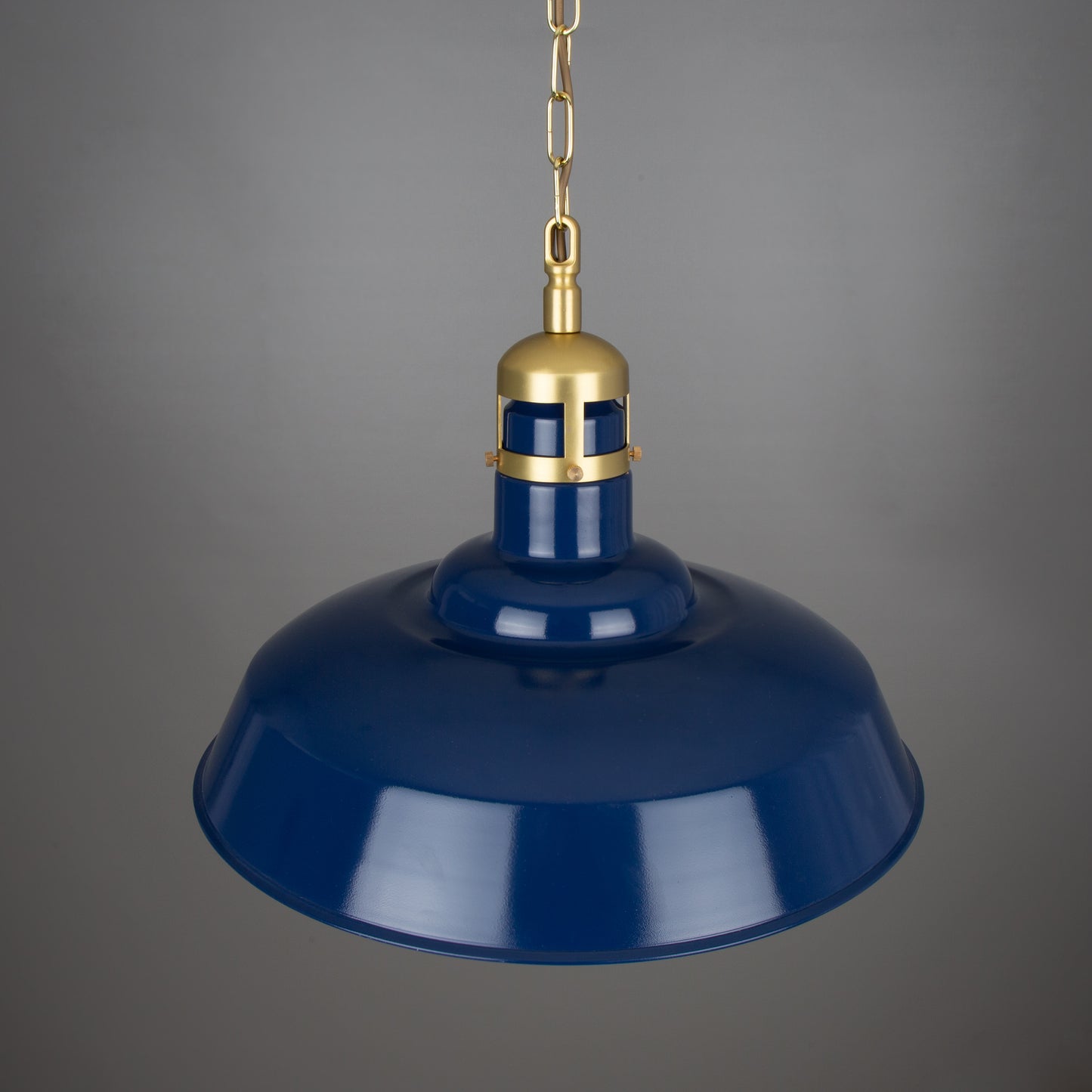 Matlock Large Vintage Factory Brass Pendant Light