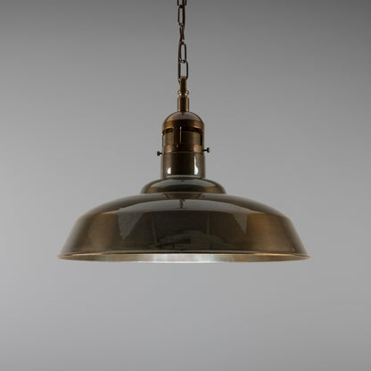 Matlock Large Vintage Factory Brass Pendant Light