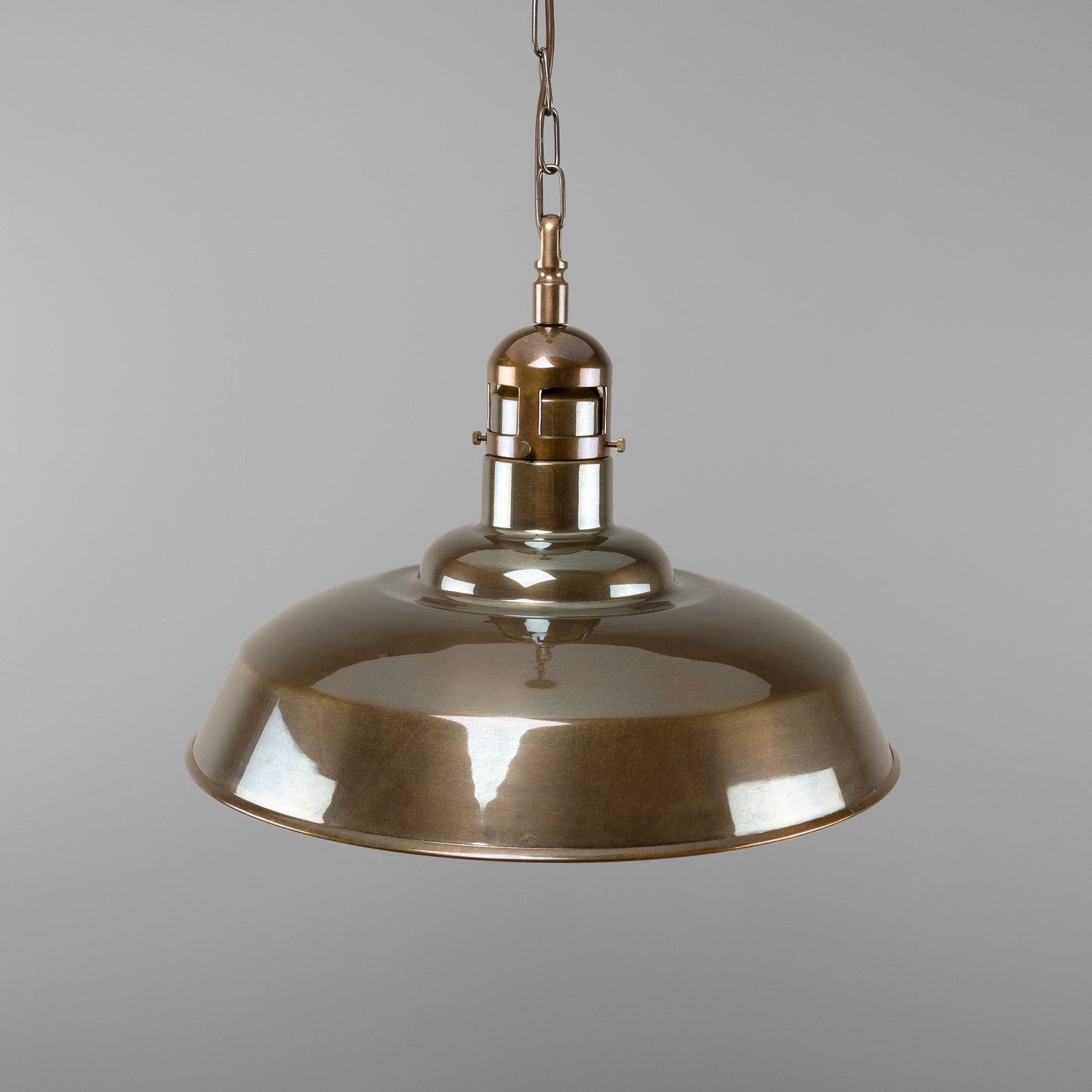 Matlock Large Vintage Factory Brass Pendant Light