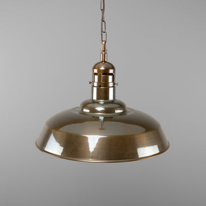 Matlock Large Vintage Factory Brass Pendant Light