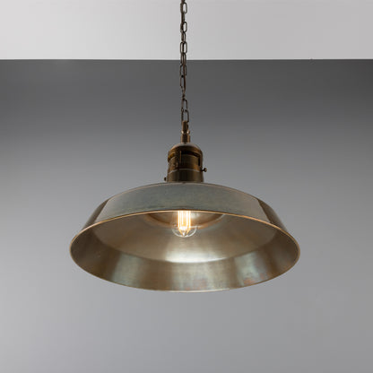 Matlock Large Vintage Factory Brass Pendant Light