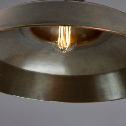 Matlock Large Vintage Factory Brass Pendant Light