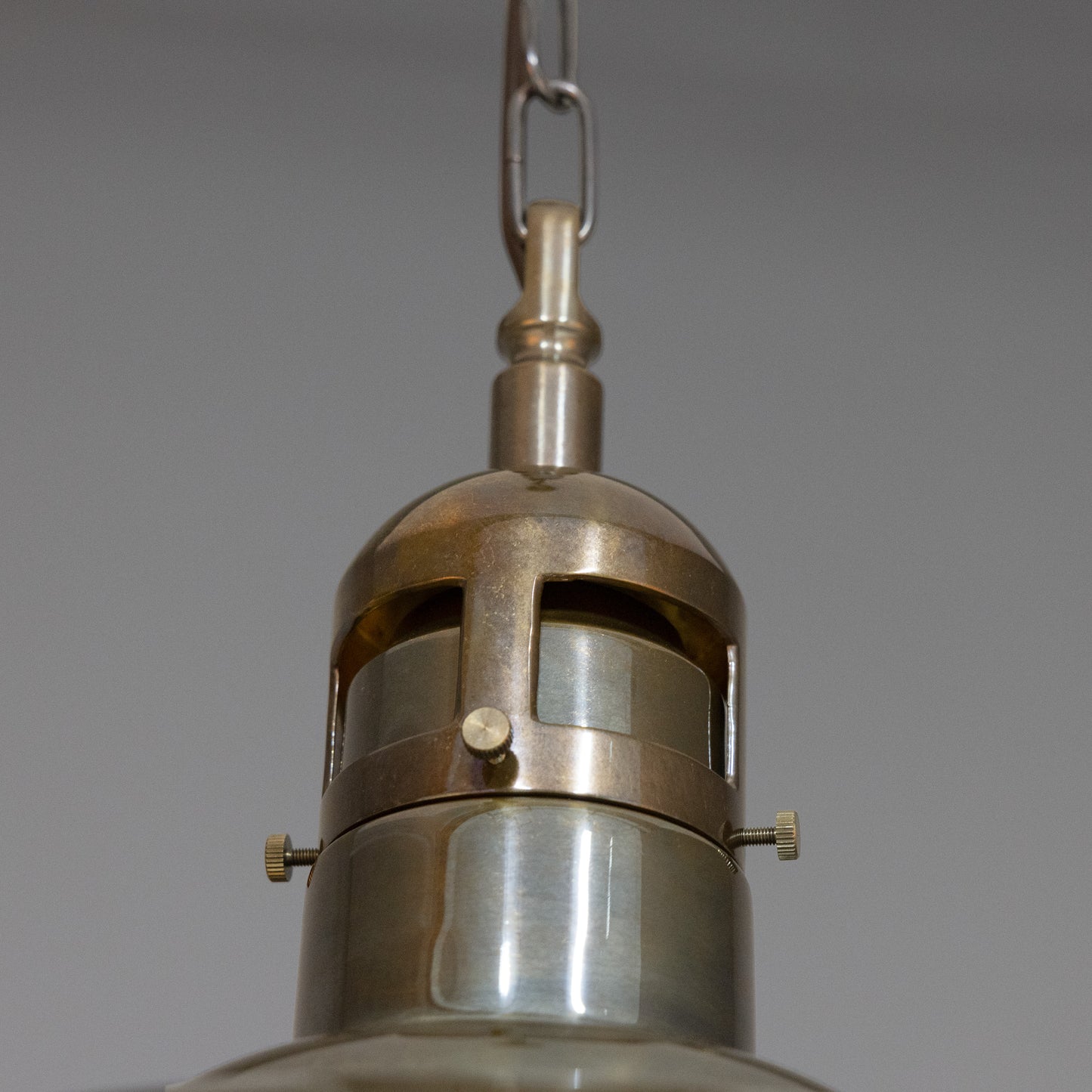 Matlock Large Vintage Factory Brass Pendant Light