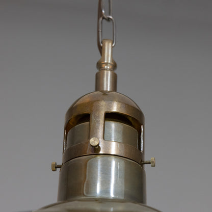 Matlock Large Vintage Factory Brass Pendant Light