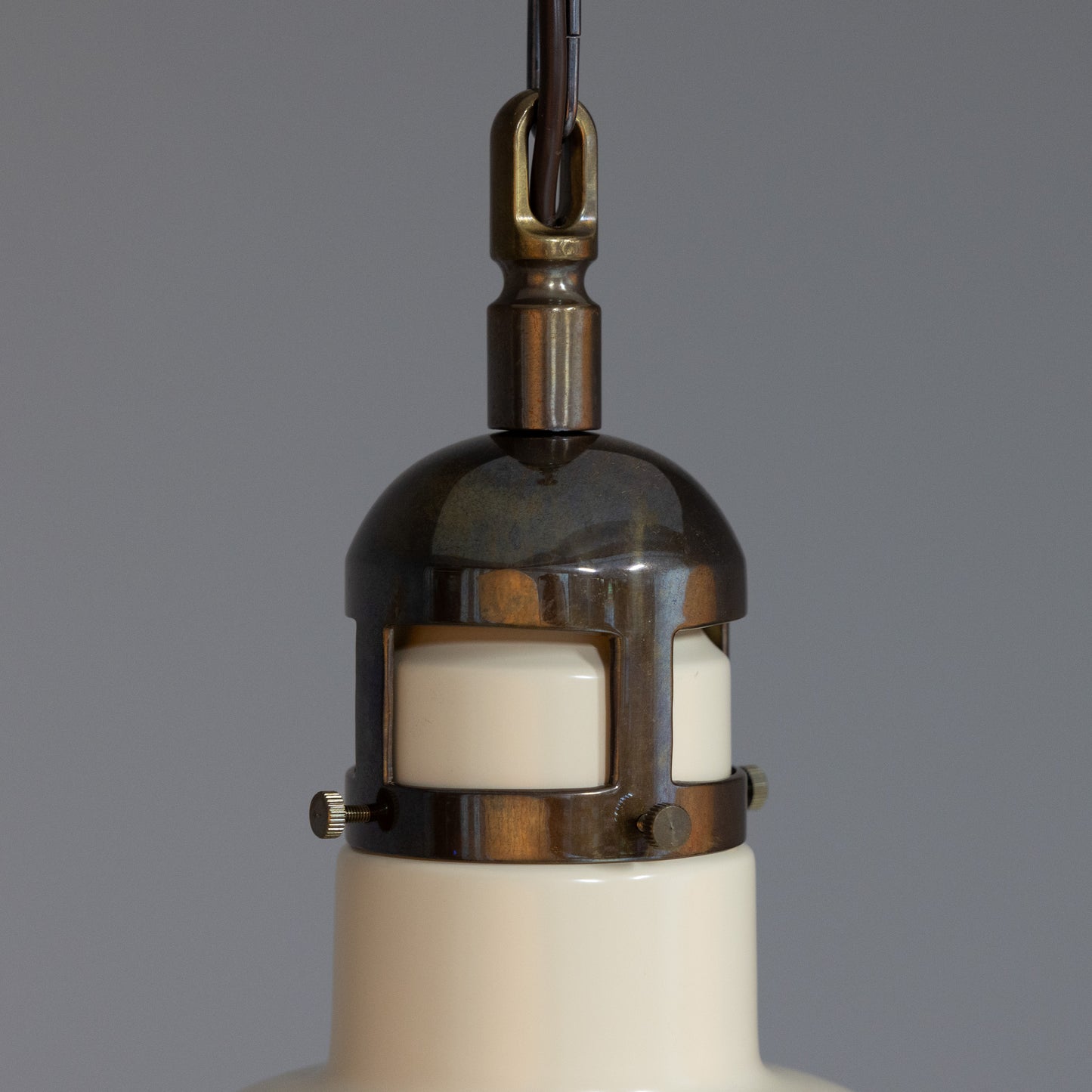 Matlock Large Vintage Factory Brass Pendant Light