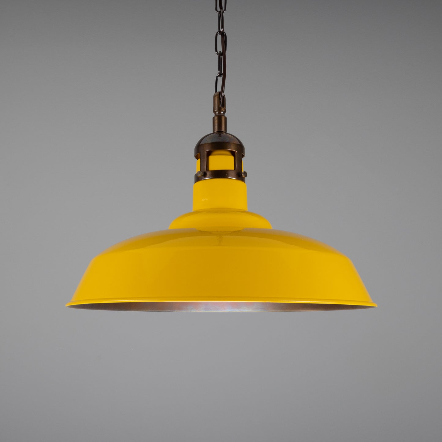 Matlock Large Vintage Factory Brass Pendant Light