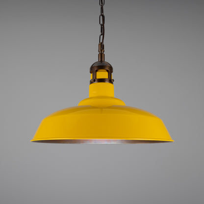 Matlock Large Vintage Factory Brass Pendant Light