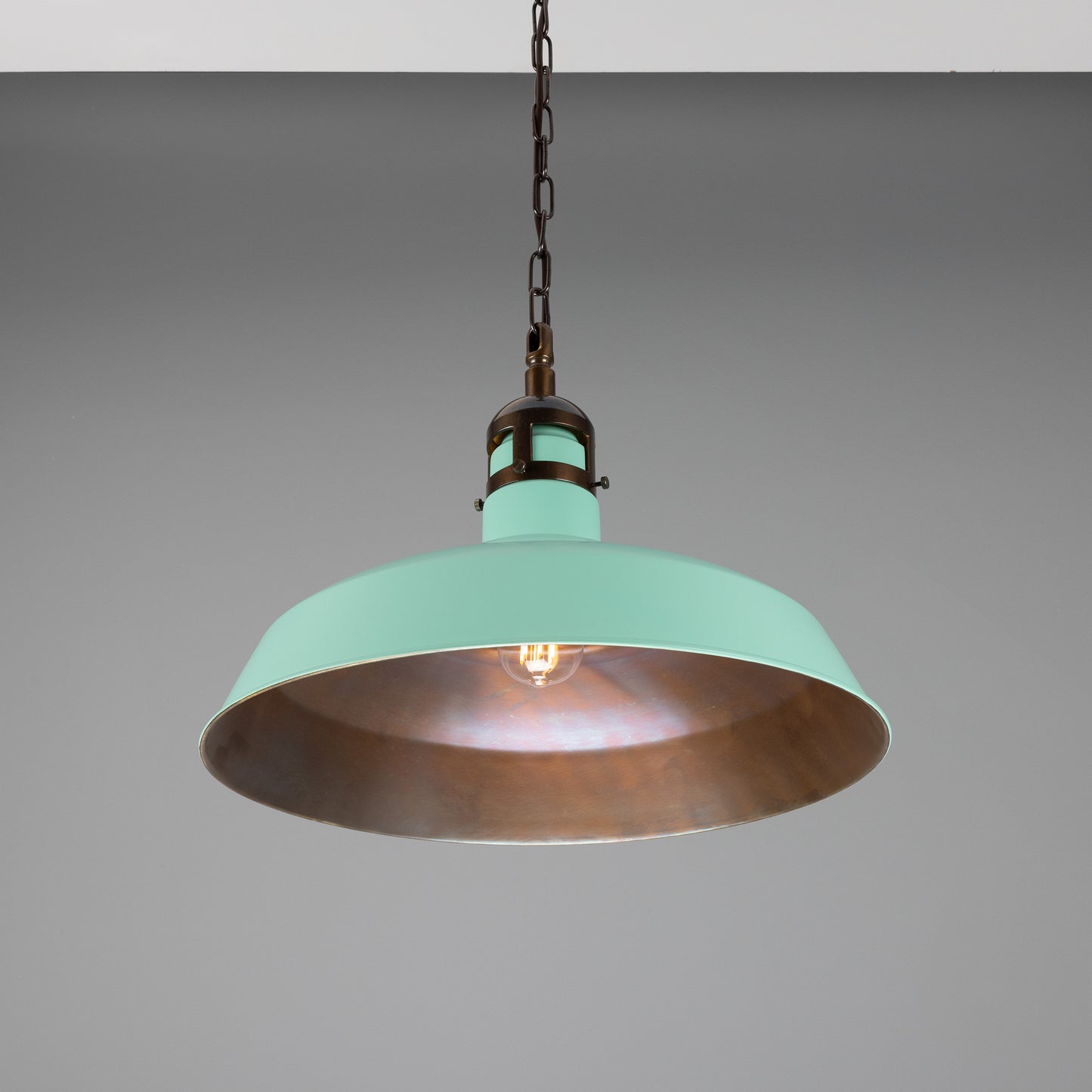 Matlock Large Vintage Factory Brass Pendant Light