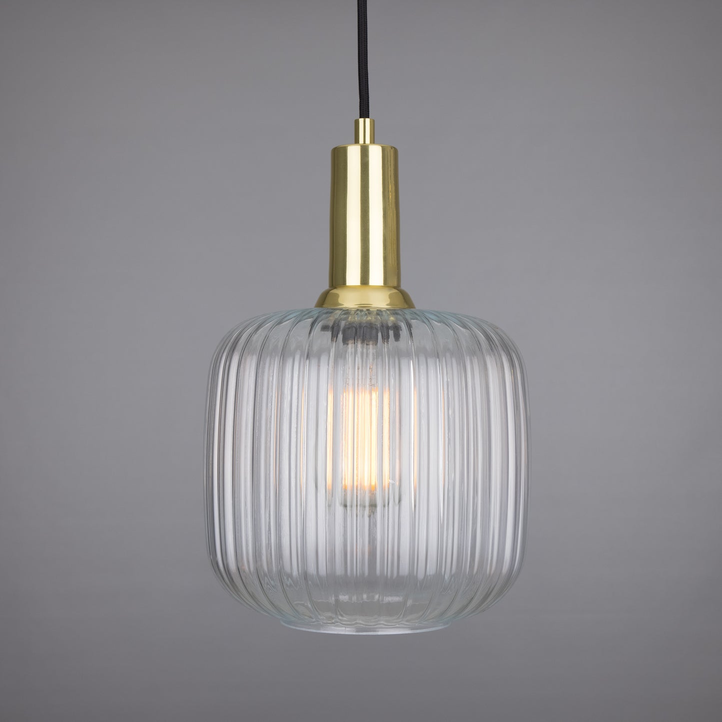 Nahla Reeded Glass and Brass Pendant