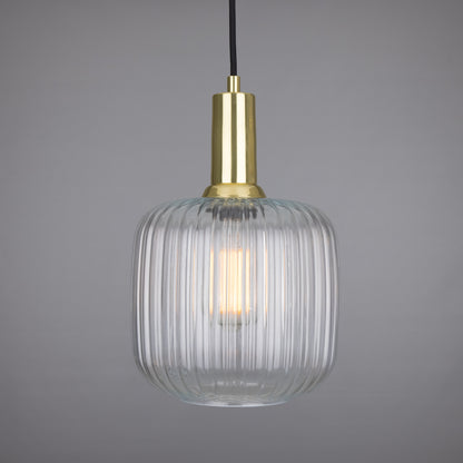 Nahla Reeded Glass and Brass Pendant