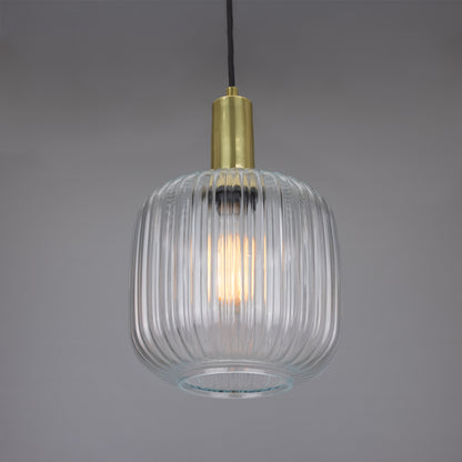 Nahla Reeded Glass and Brass Pendant