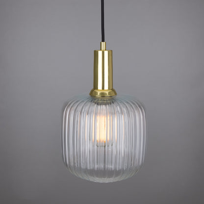 Nahla Reeded Glass and Brass Pendant