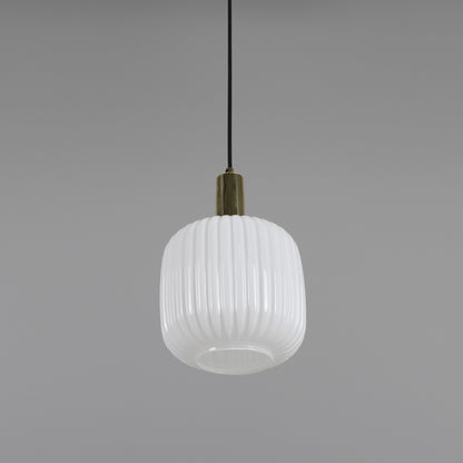 Nahla Reeded Glass and Brass Pendant