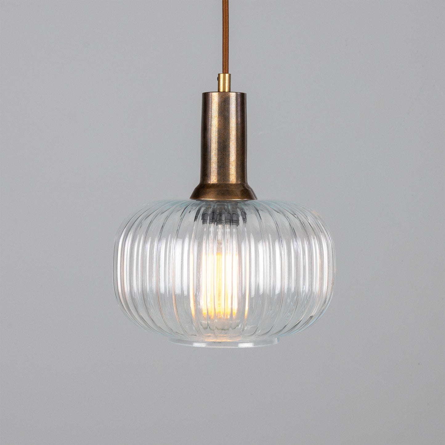 Nehir Reeded Glass and Brass Pendant