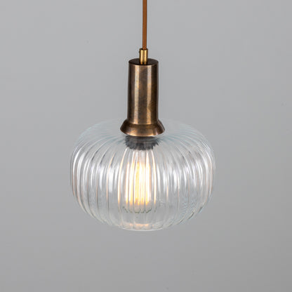 Nehir Reeded Glass and Brass Pendant