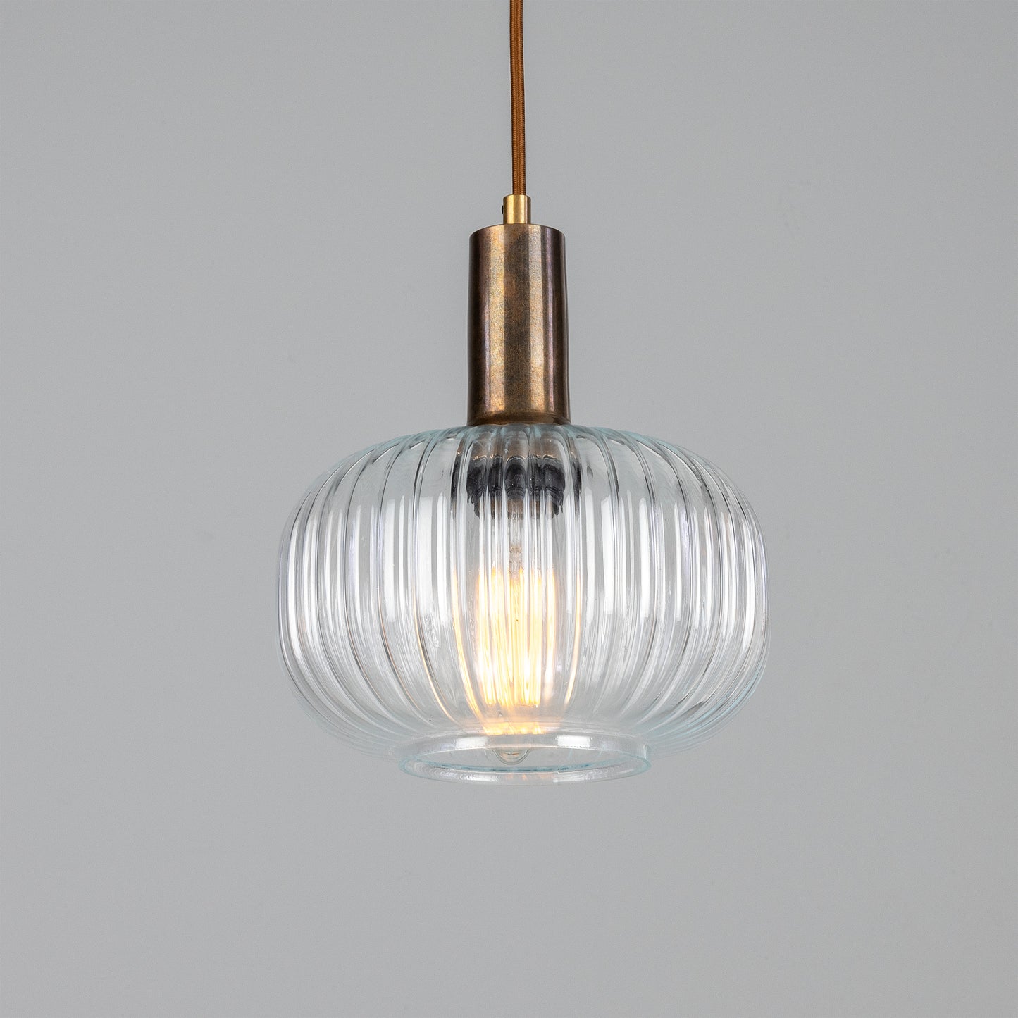 Nehir Reeded Glass and Brass Pendant