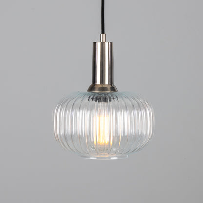 Nehir Reeded Glass and Brass Pendant