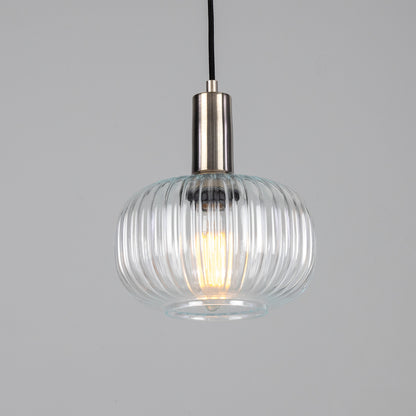 Nehir Reeded Glass and Brass Pendant