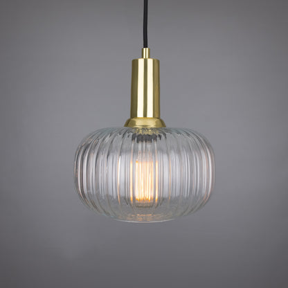 Nehir Reeded Glass and Brass Pendant