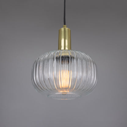 Nehir Reeded Glass and Brass Pendant