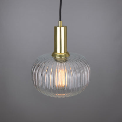 Nehir Reeded Glass and Brass Pendant