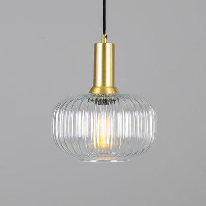 Nehir Reeded Glass and Brass Pendant