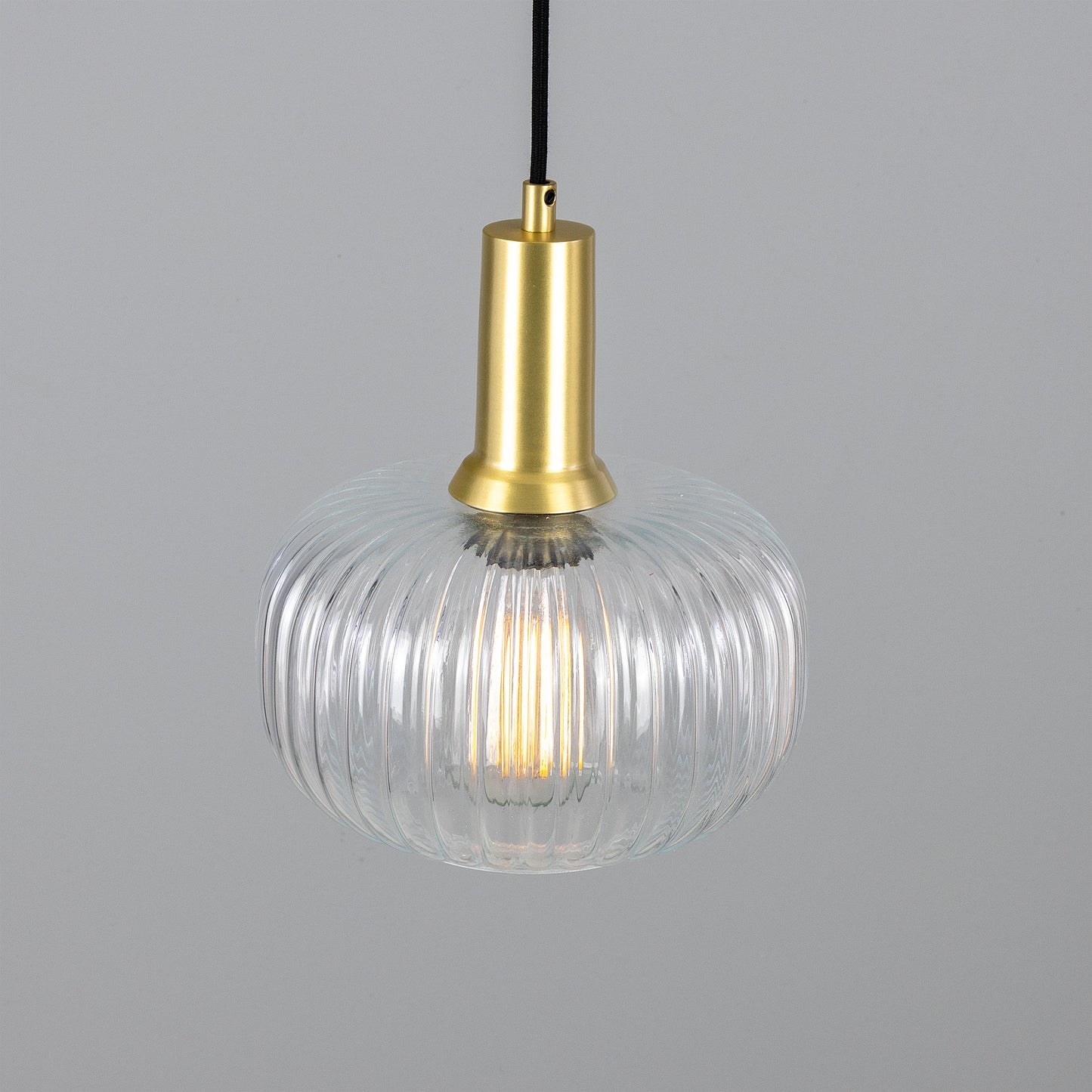 Nehir Reeded Glass and Brass Pendant